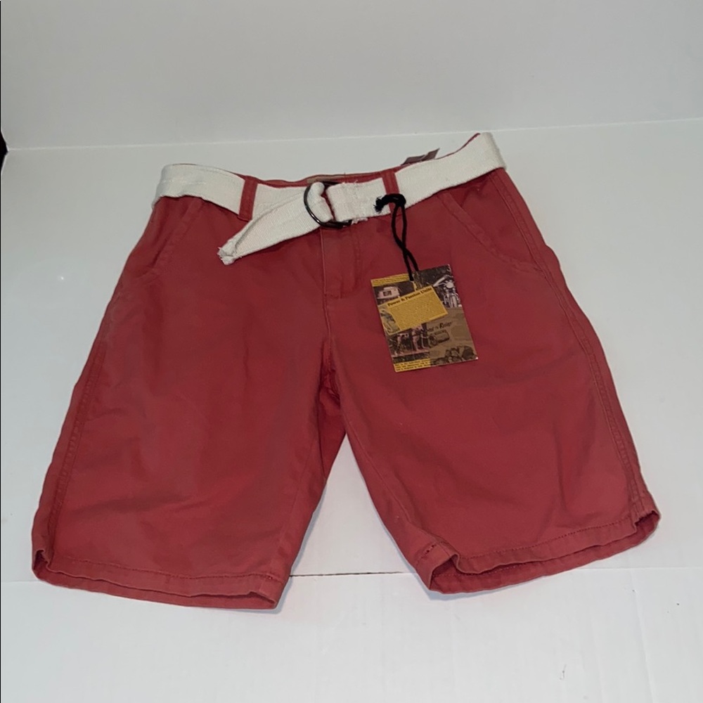 Plugg Men's Red Casual Shorts With Belt Size 30 New